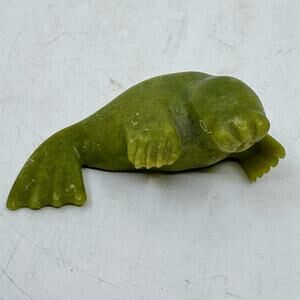 Inuit Handmade Serpentine Baby Seal Sculpture by SAPANQA SAKO